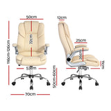 Artiss Executive Office Chair Leather Tilt Beige