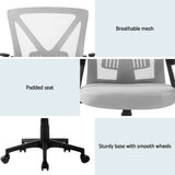 Artiss 2x Mesh Office Chair Mid Back Grey