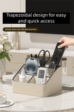 Pink and Black Stylish PU Leather Desktop Organizer Caddy - Multi-Compartment Holder for Remotes, Office Supplies, Makeup