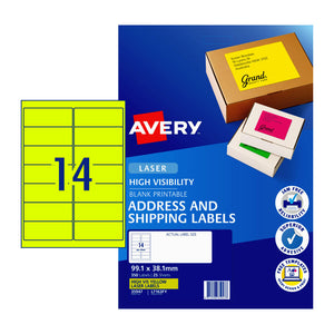Avery Label HiVis Ylw L7163F 99.1x38.1 Y14Up Pk25