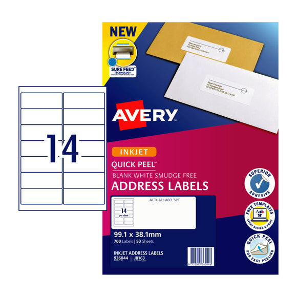 Avery IP Lbl Address QP J8163 99.1x38.1 14Up Pk50