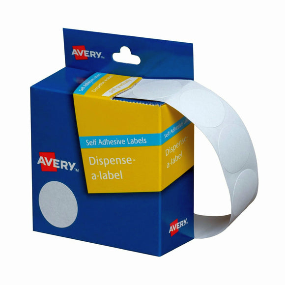 Avery Dispenser Dot Sticker H/W White 24mm Roll550