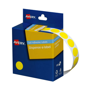 Avery Dispenser Dot Sticker Yellow 14mm Roll1050