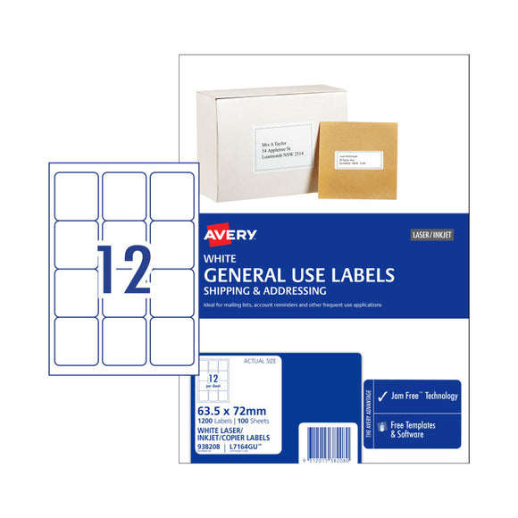 AV General Use Label L7164GU 63.5x72 12Up Pk100