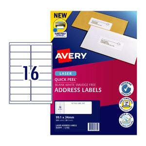 Avery LaserLbl Address QP L7162 99.1x34 16Up Pk20