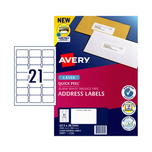 Avery Laser Lbl Address L7160 63.5x38.1 21Up Pk100