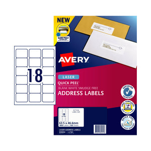 Avery Laser Label QP L7161 63.5x46.6mm 18Up Pk100