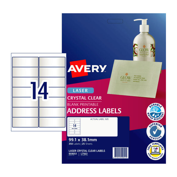 Avery Laser Lbl Addr Clr L7563 99.1x38.1 14Up Pk25