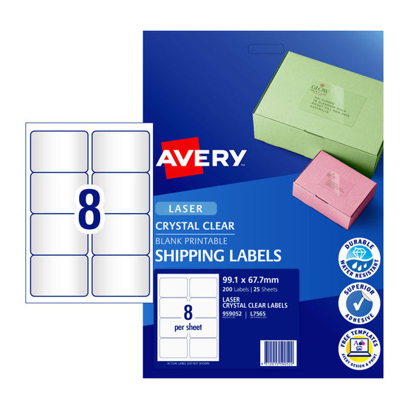 Avery Laser Lbl Ship Clr L7565 99.1x67.7 8Up Pk25