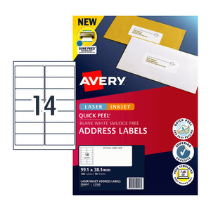 Avery LIP Lbl Address QP L7163 99.1x38.1 14Up Pk10