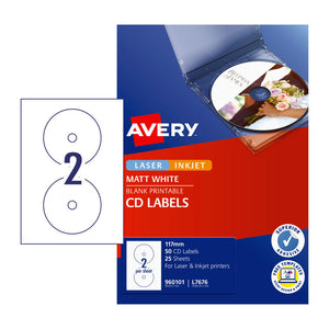 Avery Label LIP Matt CD/DVD L7676 117mm Bx50