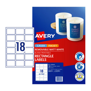 AV Label Matt Rect L7017REV 62x42mm 18Up Pk180