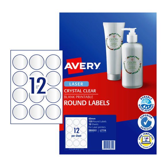 Avery Laser Label Clear Round 14mm 12Up Pk120