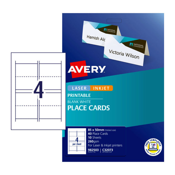 Avery Label Folded Placecard C32073 85x50 4Up Pk10