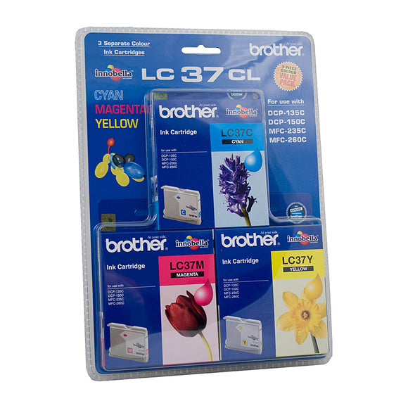 Brother LC-37 Cyan, Magenta & Yellow Colour Pack - 300 pages each