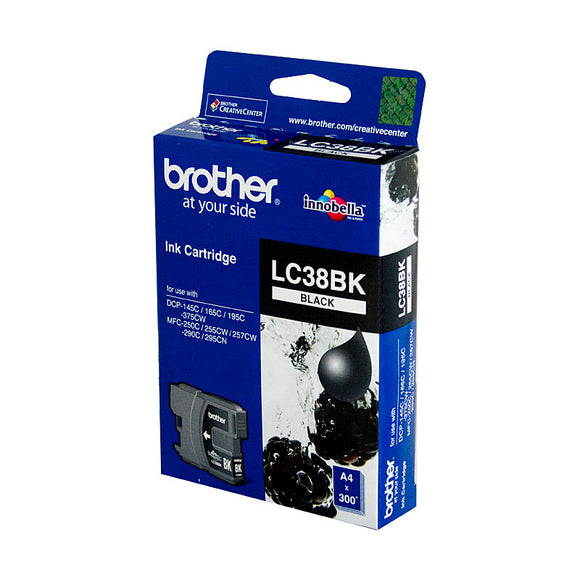 Brother LC-38BK Black Ink Cartridge - 300 pages