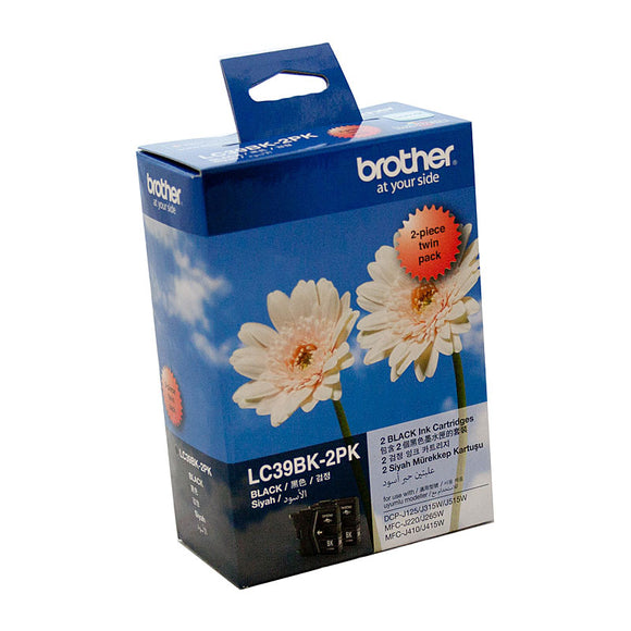 Brother LC-39BK Black Ink Cartridge - Twin pack 300 pages each
