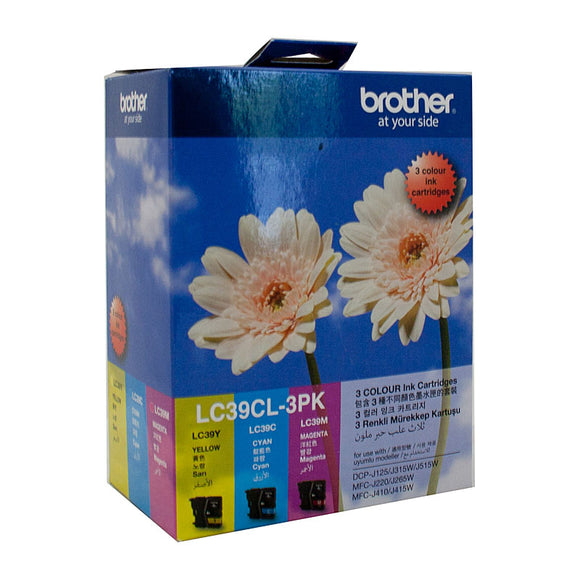 Brother LC-39CL3PK Cyan, Magenta & Yellow Colour Pack - 260 pages each