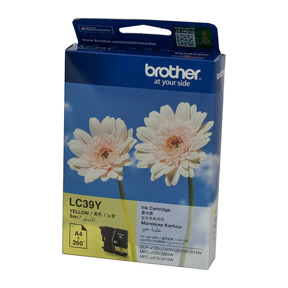 Brother LC-39Y Yellow Ink Cartridge - 260 pages
