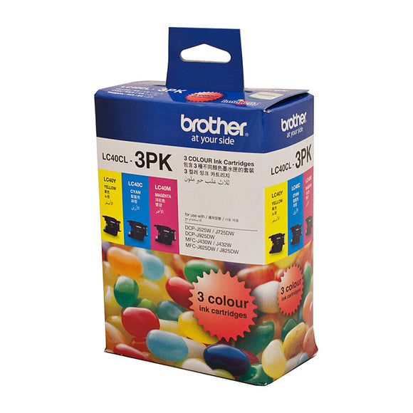 Brother LC-40CL3PK Cyan, Magenta & Yellow Colour Pack - 300 pages each