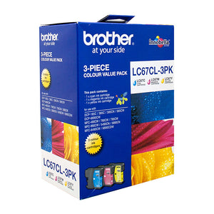 Brother LC-67CL3PK Cyan, Magenta & Yellow Colour Pack - 325 pages each