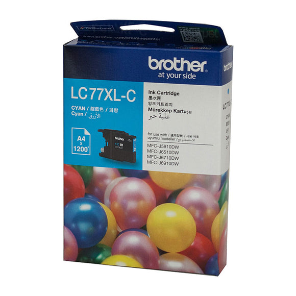 Brother LC-77XL Cyan Ink Cartridge - 1,200 pages