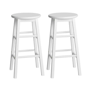 Artiss Set of 2 Beech Wood Backless Bar Stools - White