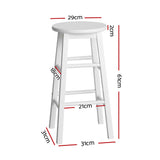 Artiss Set of 2 Beech Wood Backless Bar Stools - White