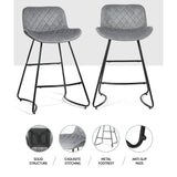 Artiss Set of 2 Bar Stools Kitchen Stool Chairs Chair Velvet Barstool Barstools Grey