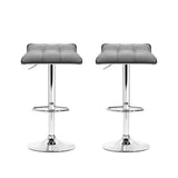 Artiss Set of 2 Fabric Bar Stools Swivel Bar Stools- Grey Chrome