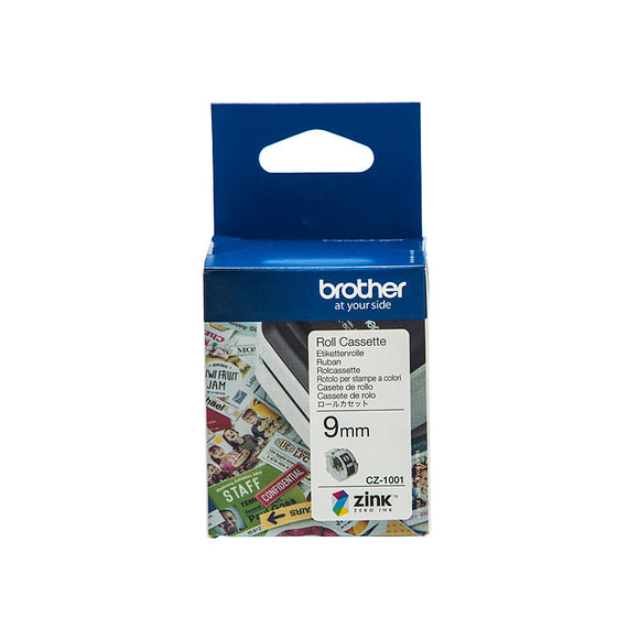 Brother CZ1001 White Label Roll Tape Cassette 9mm x 5m