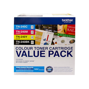 Brother TN-240 Colour 4 Pack Bk,C,M,Y Toner Cartridges - refer to singles for yields