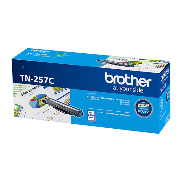 Brother TN257 Cyan Toner Cartridge - 2,300 pages