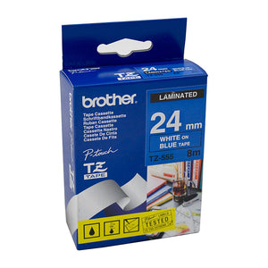 Brother 24mm White Text On Blue Tape - 8 metres