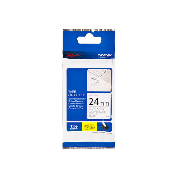 Brother 24mm Black on White Security Labelling Tape - 8 meters