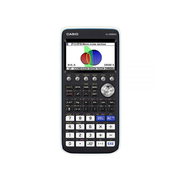 Casio FXCG50AU Graphing Calculator features a high resolution colour display to view mathematical expressions just as your textbook displays them. Includes inverse equations, linear equations, matrices, exponential, median data, histograms and more.