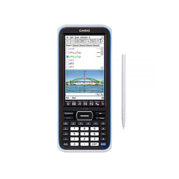 Casio FXCP400 ClassPad II CAS Calculator features a large colour touchscreen to view mathematical formulas, graphs and images. Displays equations and graphs at the same time.  Vertical and horizontal views.