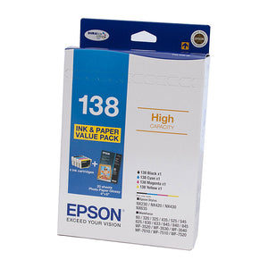 Epson 138 Bundle Pack - B,C,M & Y x 1 + 4x6 20 sheet