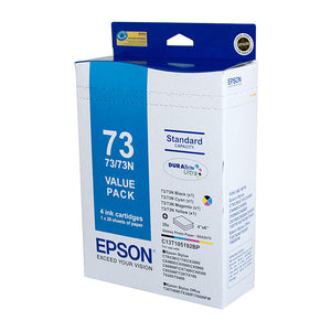 Epson 73N Ink Value Pack 4 inks and 20 sheets 4" x 6" photo paper