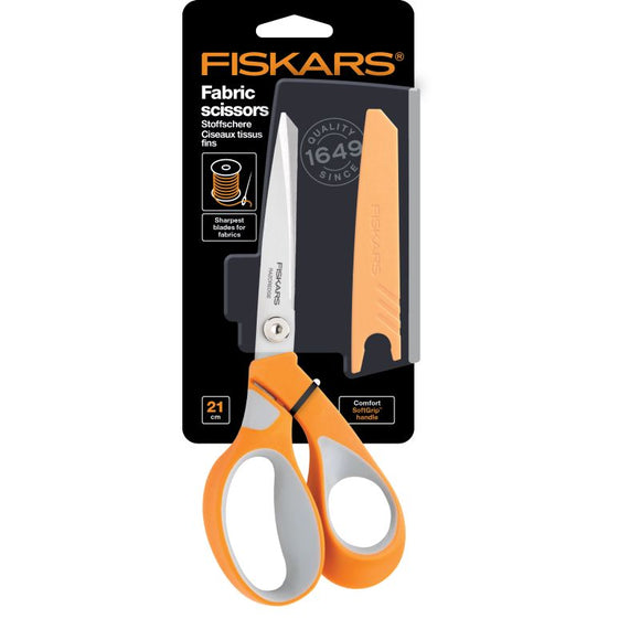 Fiskars Razor Edge 21cm Softgrip Scissorare ideal for cutting a wide variety of materials . Hardened, stainless-steel blades provide lasting durability. Softgrip handle reduces hand fatigue for comfortable extended use.