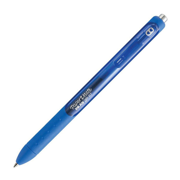 Paper Mate Inkjoy Retractable Gel Pen Blue Bx12 features quick-drying ink and an ergonomic comfort grip with smooth flowing ink. Tip size: 0.7mm. Color: Blue