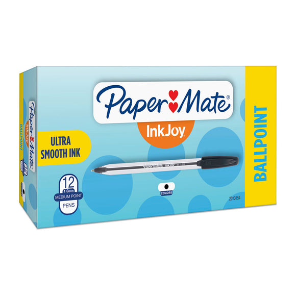 Paper Mate InkJoy 50ST Capped Ball Pen Blk Bx12 have a smooth, fast-starting writing system that spreads ink easily without drag. Ultra-smooth ink. Tip size: 1.0mm. Color: Black
