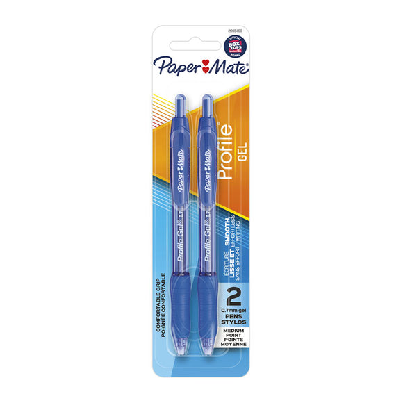 Paper Mate Profile Retract 0.7mm GelPen BluPk2 Bx6 provides smooth crisp lines and a comfortable grip! Gel ink allows smooth coverage with a comfortable grip.