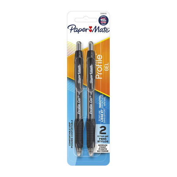 Paper Mate Profile Retract 0.7mm GelPen BlkPk2 Bx6 provides smooth crisp lines and a comfortable grip! Gel ink allows smooth coverage with a comfortable grip.
