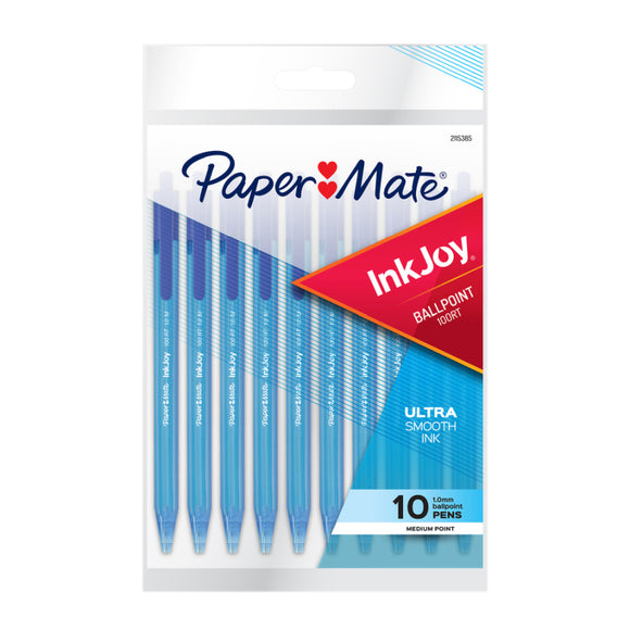 Paper Mate InkJoy Retractable Ballpoint Pen 100RT 1.0mm Blue Pk10 Bx12 have a smooth, fast-starting writing system that spreads ink easily without drag. Ultra-smooth ink.
