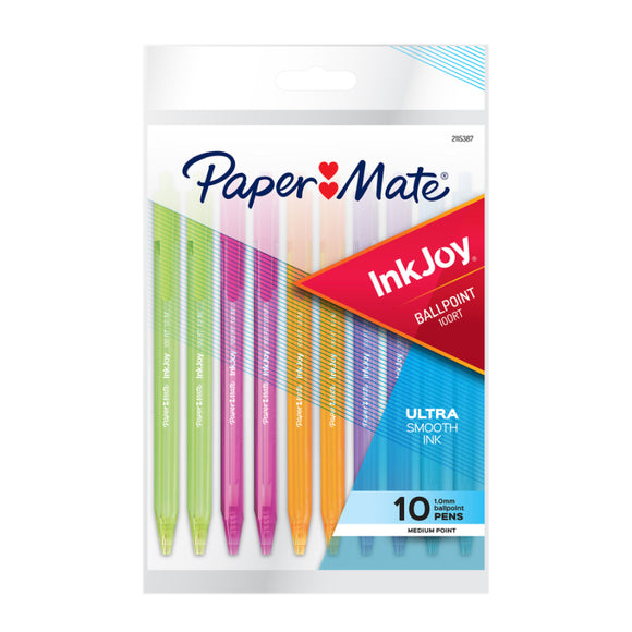 Paper Mate InkJoy Retractable Ballpoint Pen 100RT 1.0mm Fashion Assorted Pk10 Bx12 has a smooth, fast-starting writing system that spreads ink easily without drag. Ultra-smooth ink.