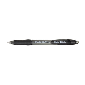 Paper Mate Profile Ballpoint Retractable 1.0mm Black Bx12 features a 1.0mm tip, bright ink and a cushioned grip. Retractable design and color-matching barrel.