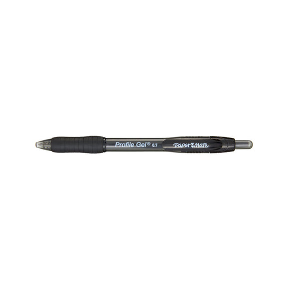 Paper Mate Profile RT 0.7mm Gel Pen UPC Blk Bx12. Paper Mate Profile RT 0.7mm Gel Pen UPC Blk Bx12 provides smooth crisp lines and a comfortable grip. Tip size: 0.7mm. Colour: Black