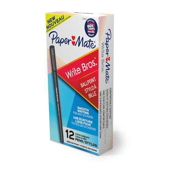 Paper Mate Write Bros Cap 1.0mm Ball Pen Blue Bx12 features a thick barrel and long grip zone for comfortable writing. Ultra-low viscosity ink delivers  a smooth writing experience. Tip Size: 1.0mm. Colour: Blue