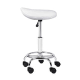 Artiss Saddle Salon Stool White PU Swivel Barber Hair Dress Chair Hydraulic Lift